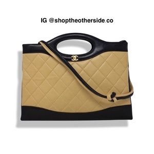 Chanel  Lambskin Quilted 31 Shopping Beige/Black